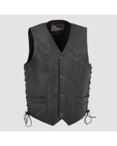 Rancher - Gilet de Moto en Cuir de Style Occidental Pour Hommes-Jacket Tailor
