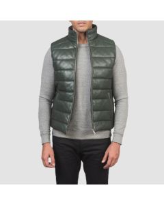 Veste Matelassée en Cuir Vert Reeves-Jacket Tailor
