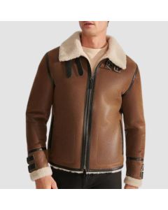 Veste D’Aviateur en Cuir de Mouton Retourné Marron Clair B3 Raf Pour Hommes|Jacket Tailor