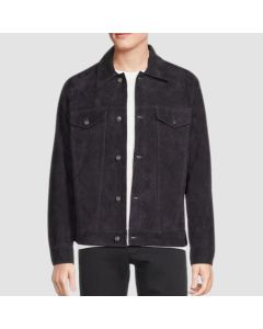 Blouson Trucker en Daim Noir Pour Homme  | Jacket Tailor
