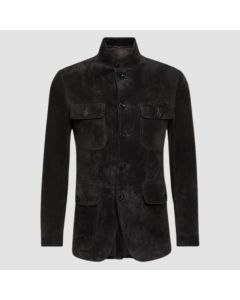 Veste en Daim Noire Pour Hommes  | Jacket Tailor
