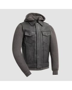 Gilet ET Sweat à Capuche en Cuir de Moto Pour Hommes Kent-Jacket Tailor