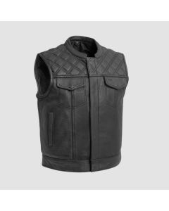 Upside Gilet en Cuir Style Club Pour Hommes (Noir)-Jacket Tailor