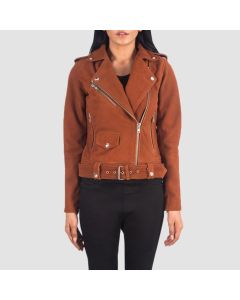 Veste Motard en Daim Marron Alison   | Jacket Tailor
