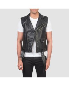 Gilet Motard en Cuir Noir Sullivan-Jacket Tailor