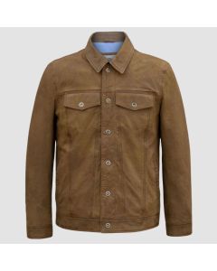 Veste en Daim Style Denim Beige Eddie Pour Hommes-  | Jacket Tailor
