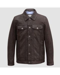 Eddieveste en Daim Marron Style Denim Homme  | Jacket Tailor

