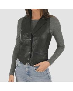Gilet en Cuir Noir Vintage Pour Femme | Jacket Tailor