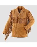 Veste en Cuir Marron Pour Hommes Avec Franges de Style Occidental Pour Cowboys | Jacket Tailor