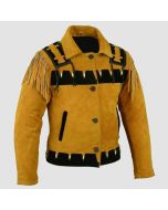 Veste en Cuir Jaune Pour Homme Cowboy Avec Franges de Style Occidental | Jacket Tailor