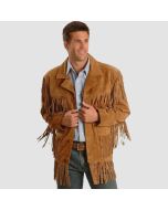 Veste en Daim Marron Pour Homme Avec Franges ET Bouton Connue Pour Les Cowboys | Jacket Tailor