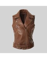 Gilet de Motard en Cuir Pour Femmes ÉLégantes  | Jacket Tailor
