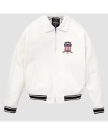 Nouvelle Veste en Cuir Avirex White Real Bomber American Flight Jacket Pour Hommes-Jacket Tailor