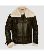 Veste en Cuir Marron Vert Armée Pour Homme | Jacket Tailor