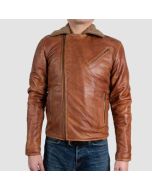 Veste en Cuir Marron en Fausse Fourrure Pour Hommes | Jacket Tailor