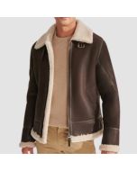 Veste D’Aviateur en Cuir de Mouton Retourné Marron Pour Homme | Jacket Tailor
