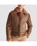 Veste en Cuir Pilote en Peau de Mouton B3 Marron Camel Pour Homme | Jacket Tailor