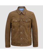Veste en Daim Style Denim Beige Eddie Pour Hommes- | Jacket Tailor
