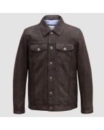 Eddieveste en Daim Marron Style Denim Homme | Jacket Tailor